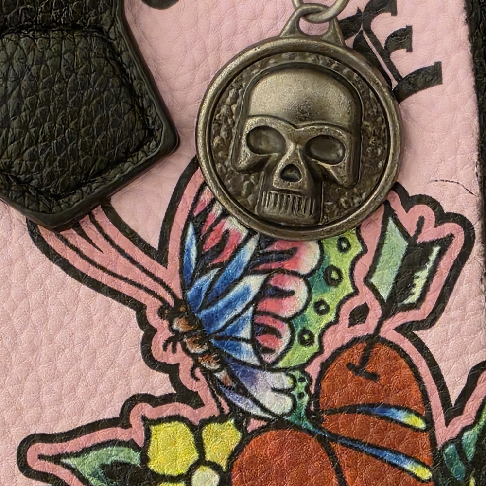 Ed Hardy Pink Skull Floral Hearts Women's Bag Satchel Crossbody NWT Retail $99 - Picture 7 of 16